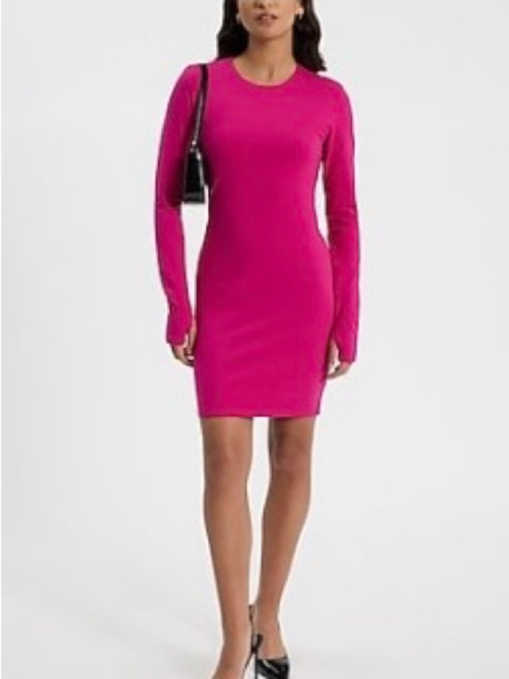 Express Long Sleeve Mini Dress in Bright Fuchsia